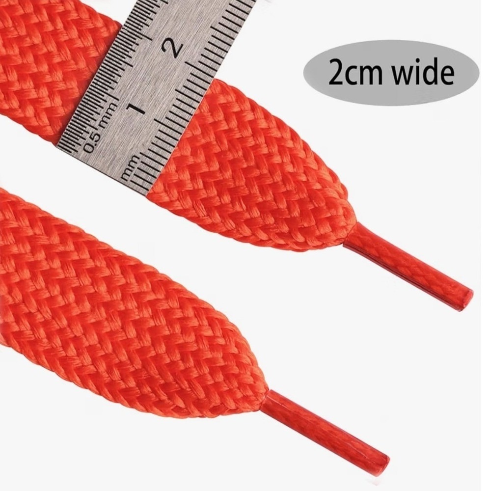 Fat Shoe Laces 2 Pair Orange 3/4" Wide Thick Flat Sneaker Shoelaces - Picture 2 of 5